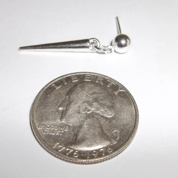 One Spike Earring Unisex Men's Jewelry Post Single Piercing Silver NWT Gift 5323 - Picture 5 of 8